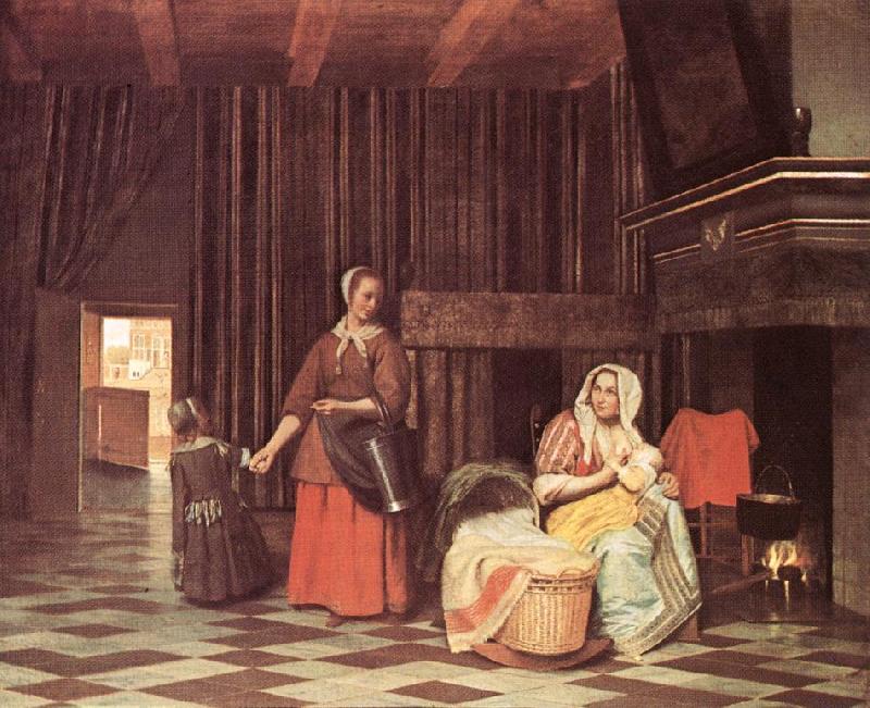 HOOCH, Pieter de Suckling Mother and Maid s